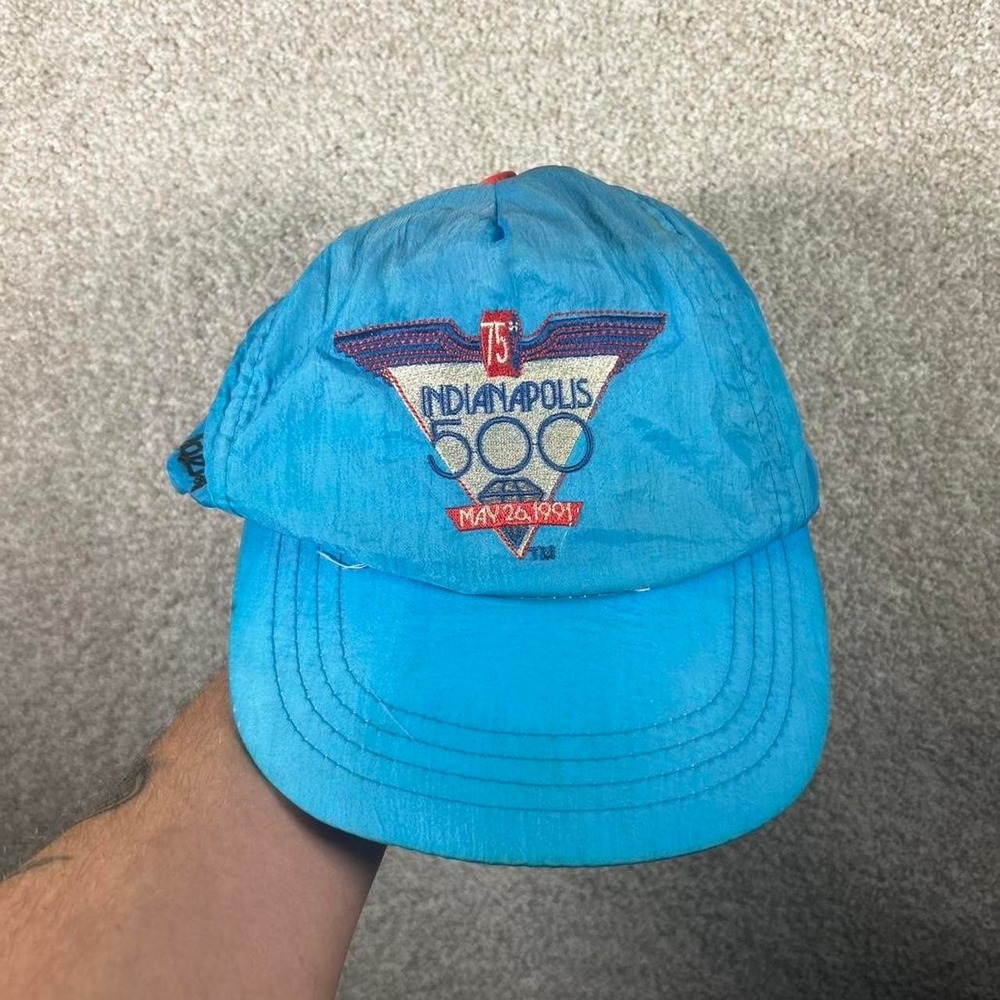 Vintage 1991 Indianapolis 500 blue retro nylon SnapBack hat cap